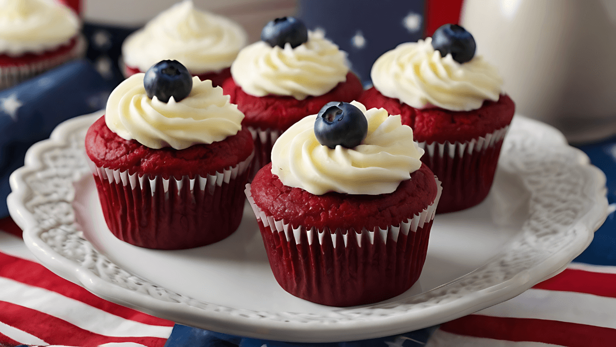 Red Velvet Cupcakes for the fourth of july