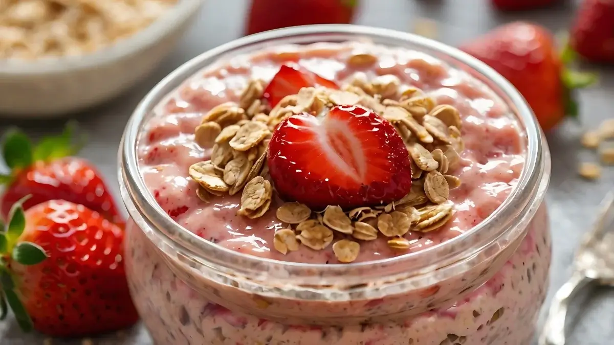 strawberry cheesecake overnight oats