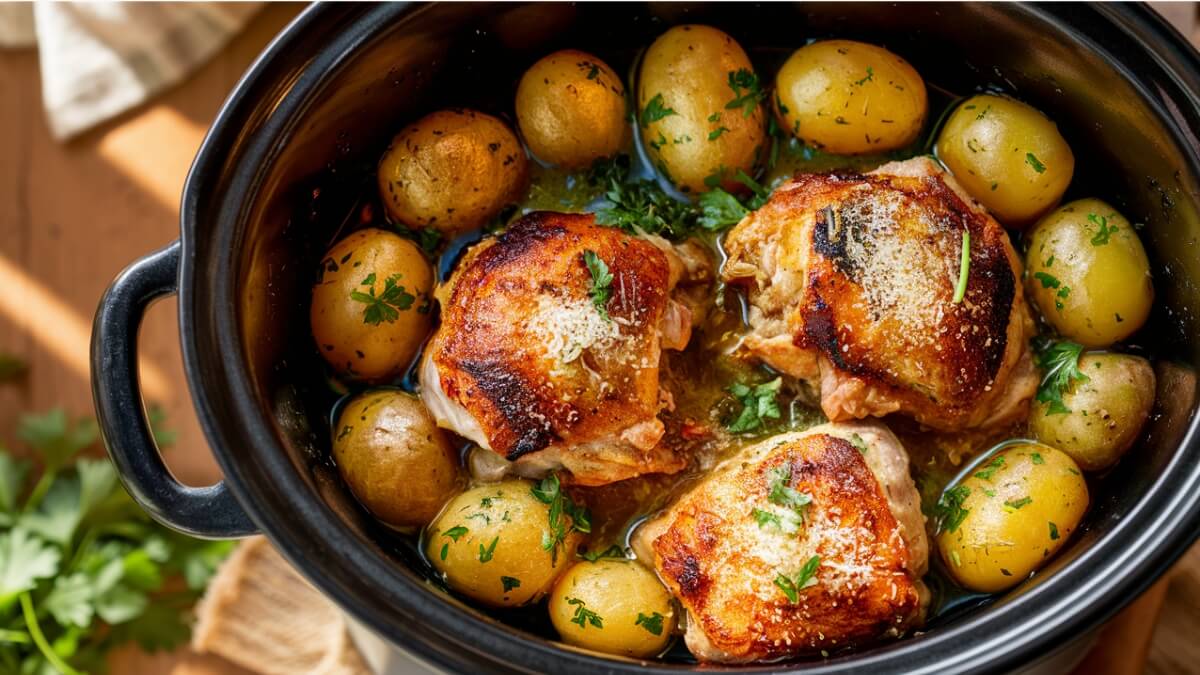 Slow cooker garlic parmesan chicken