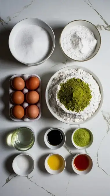 ingredients-for-matcha-geen-tea-cake