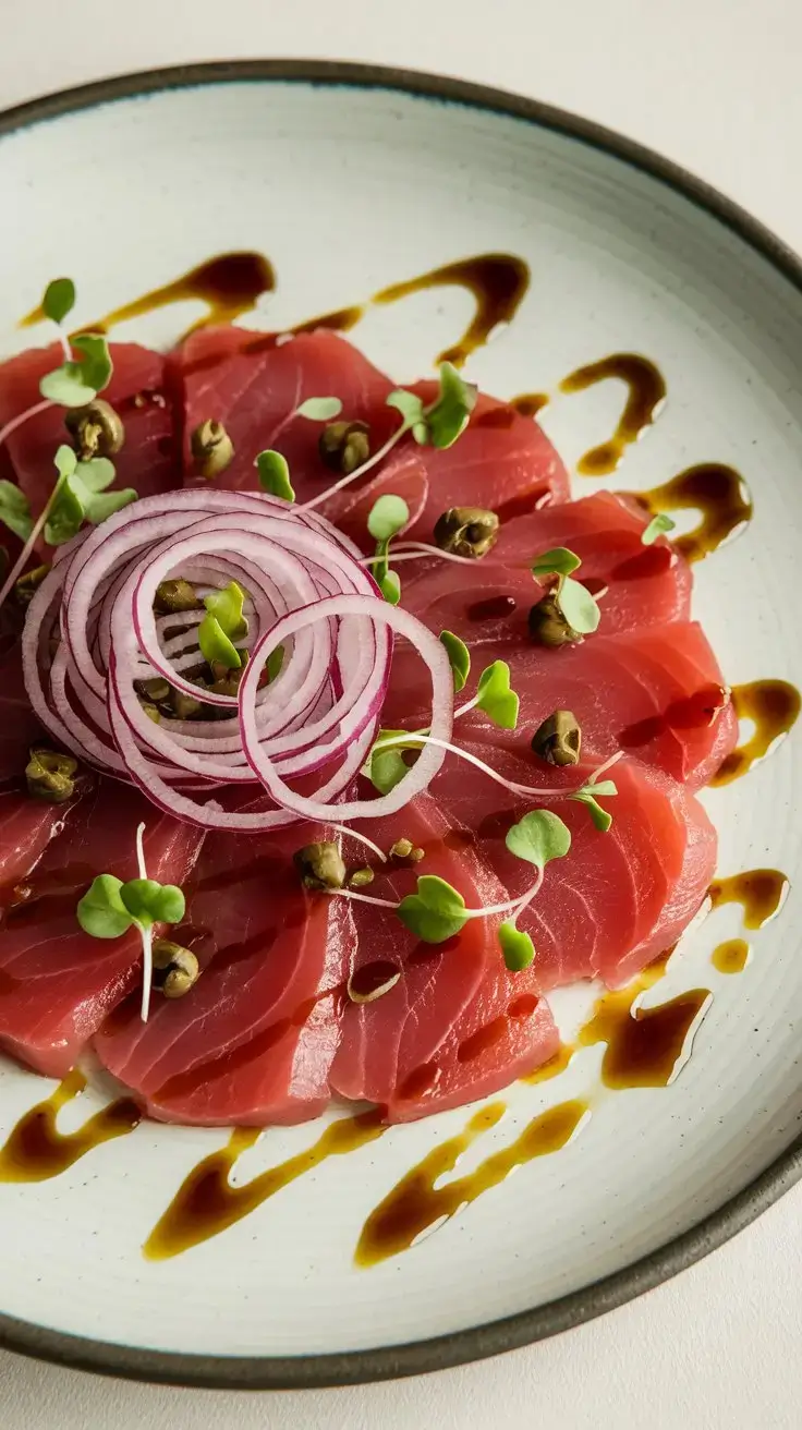 A-beautifully-plated-Tuna-Carpaccio-dish