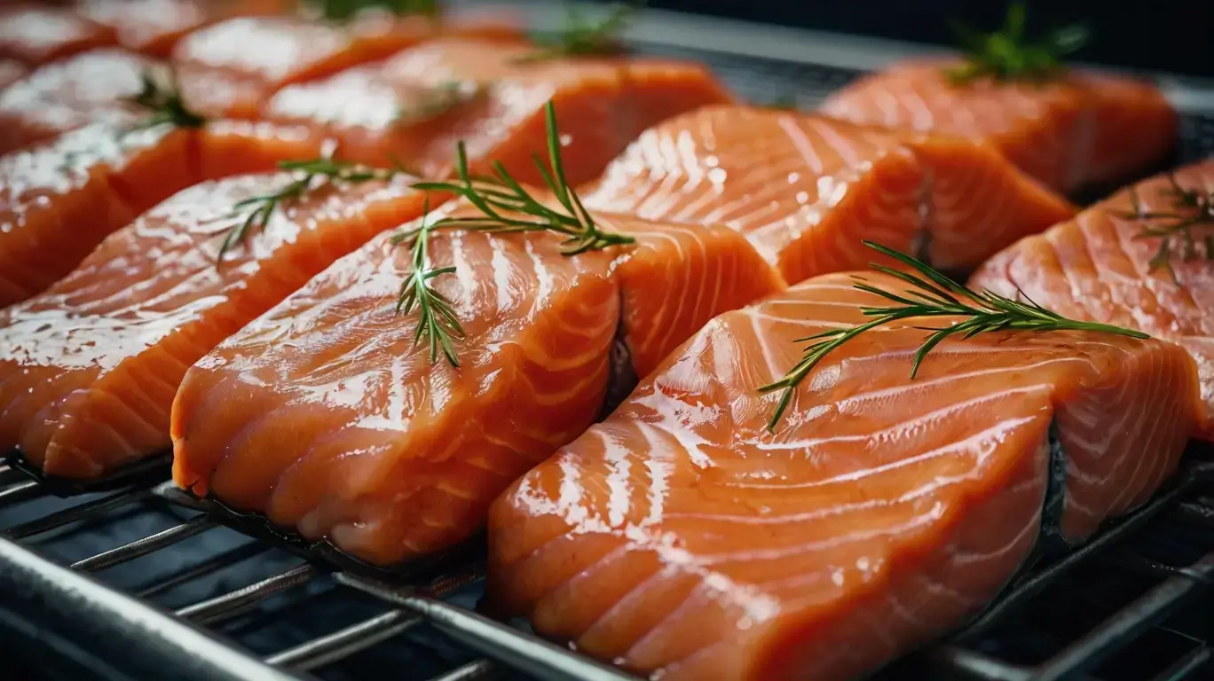 salmon-fillets-resting-on-a-metal-wire