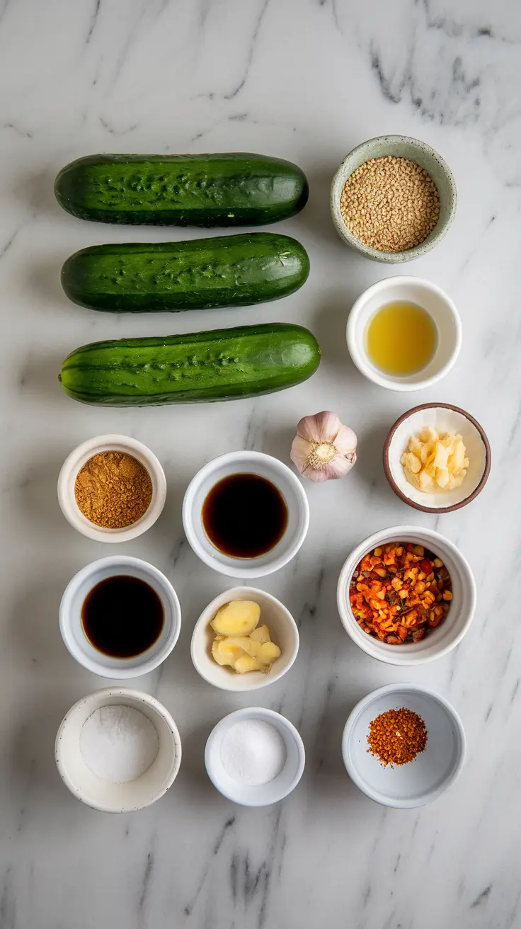 ingredients for spicy cucumber salad